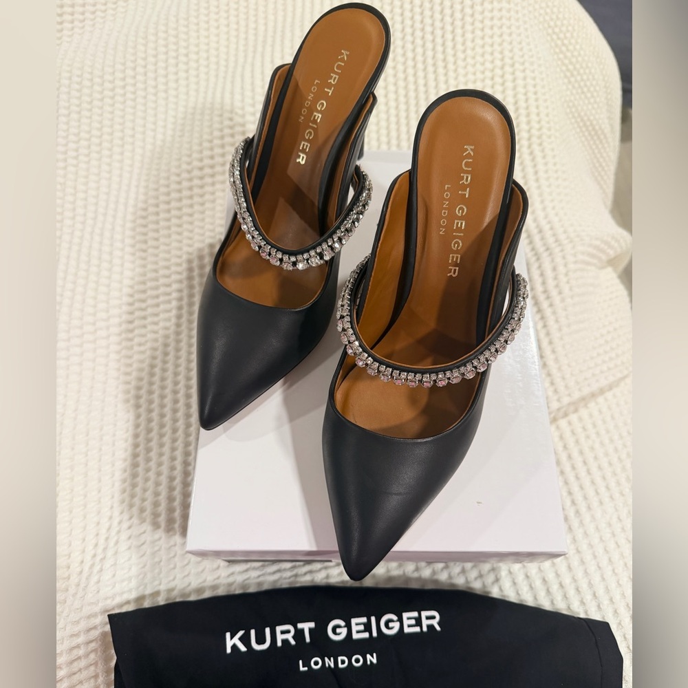 Kurt Geiger Black Heels with Rhinestone Embellishment